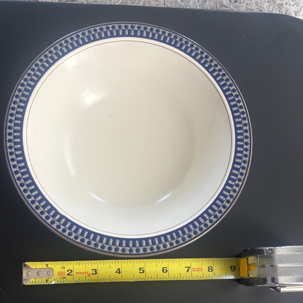 Milasa Potters Touch Aztec white and Blue Ceramic Dinner Bowl